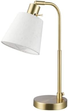 Matte Brass Desk Lamp with White Shade