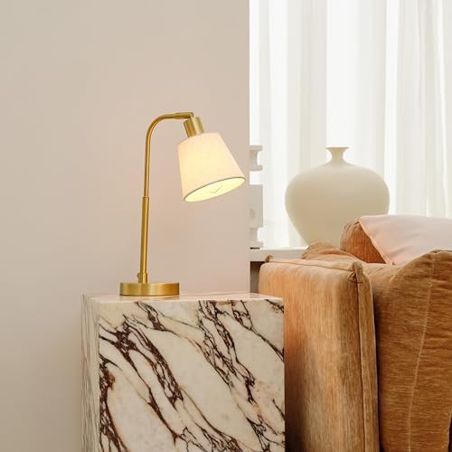 Matte Brass Desk Lamp with White Shade — photo 3