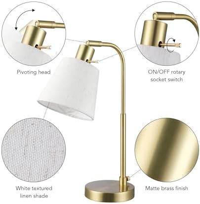 Matte Brass Desk Lamp with White Shade — photo 5