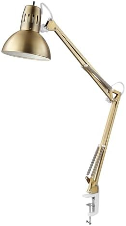 Matte Brass Multi-Joint Lamp with White Accents