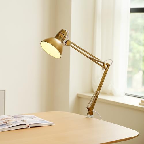 Matte Brass Multi-Joint Lamp with White Accents — photo 3