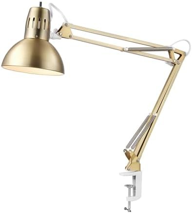 Matte Brass Multi-Joint Lamp with White Accents — photo 4