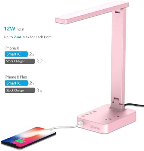 Pink Foldable LED Lamp with Charging Port — photo 3