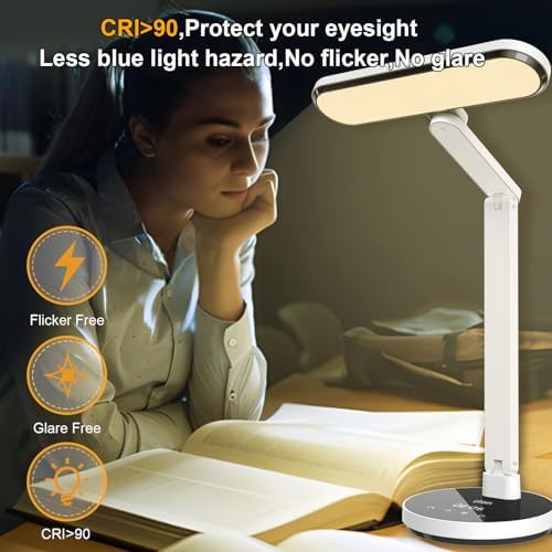 White dimmable desk lamp with timer — photo 4