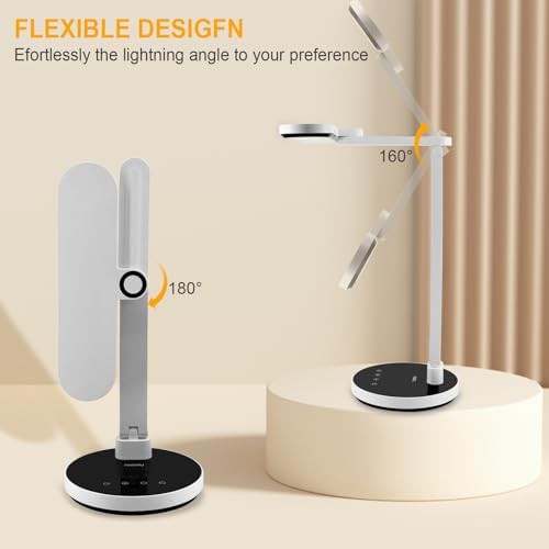 White dimmable desk lamp with timer — photo 5