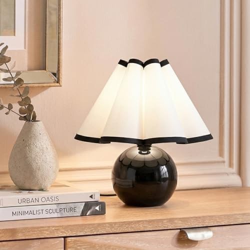 Modern Table Lamp with Marble Base and Pleated Shade