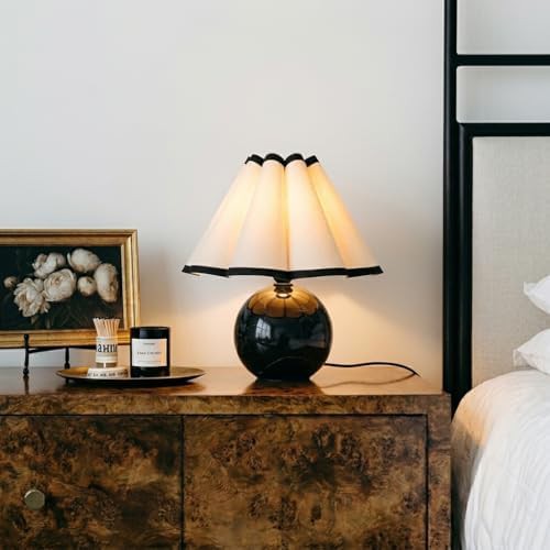 Modern Table Lamp with Marble Base and Pleated Shade — photo 4