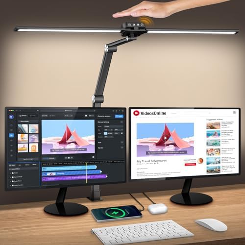 Double Head Clamp Lamp with Gesture Sensor