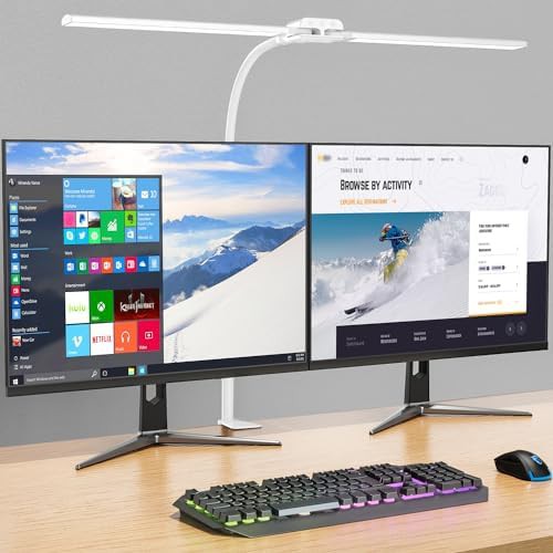 White Clamp-on Double Head Monitor Lamp