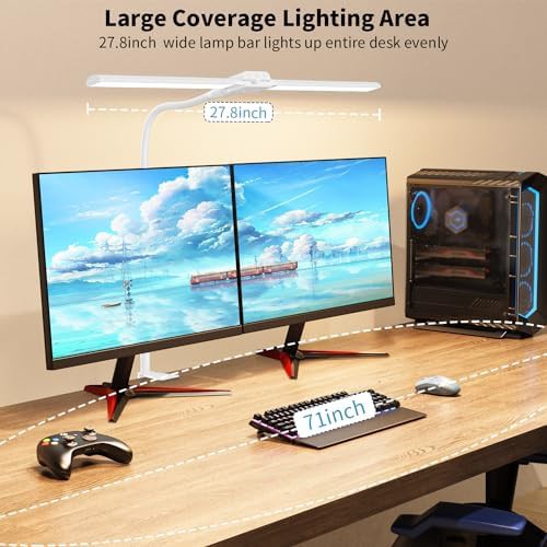 White Clamp-on Double Head Monitor Lamp — photo 4