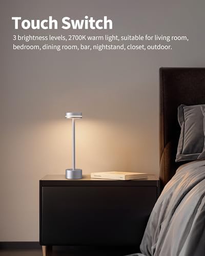 Silver Cordless Portable Battery Lamp — photo 3
