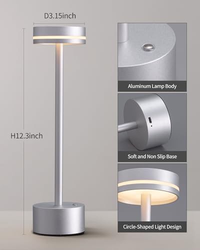 Silver Cordless Portable Battery Lamp — photo 4