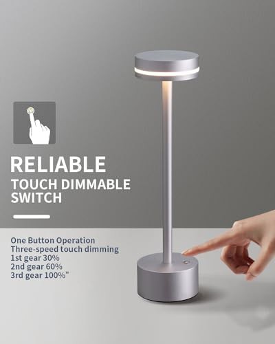 Silver Cordless Portable Battery Lamp — photo 5