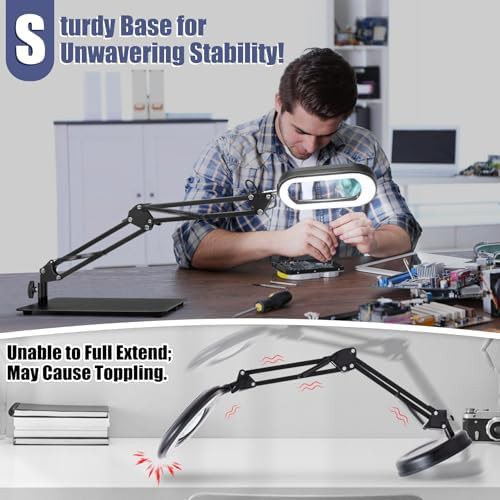 Square Magnifying Glass Lamp with Clamp Black — photo 4