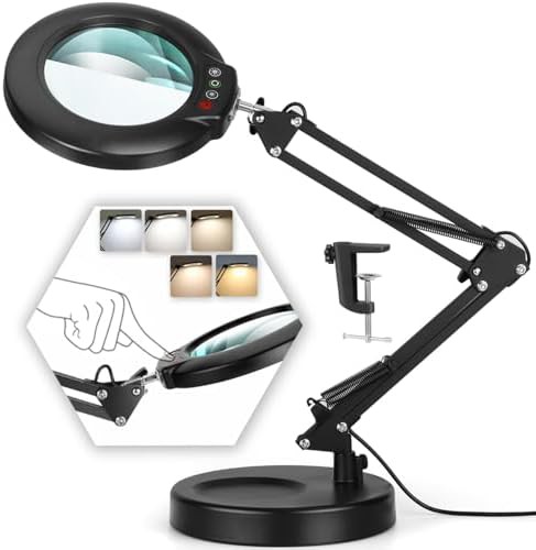 Dimmable 10X Magnifying Lamp with Clamp Base