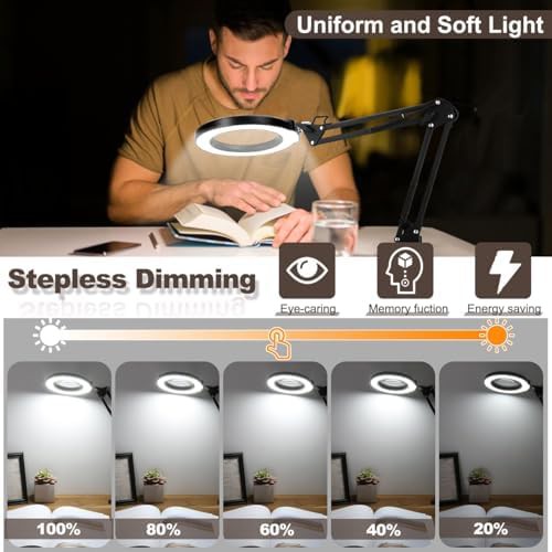 Dimmable 10X Magnifying Lamp with Clamp Base — photo 3