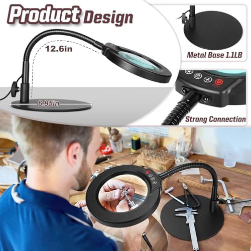 Black gooseneck magnifying lamp for crafts — photo 4