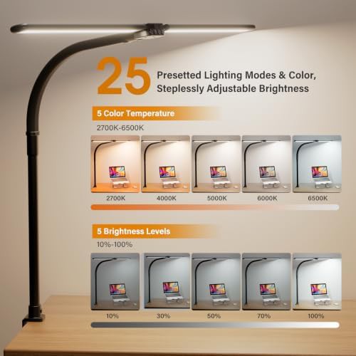 Double Head LED Desk Lamp with Clamp — photo 3