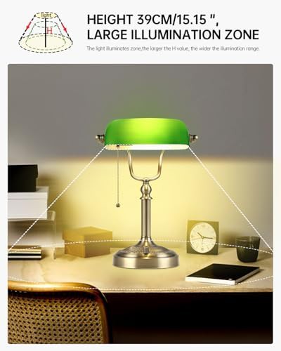 Stepless dimmable green glass bankers lamp — photo 5