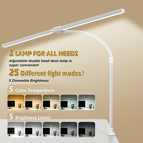 Dual Head Monitor Light with Clamp and Base — photo 4
