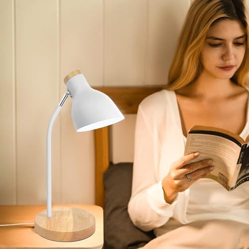 Grey Metal Table Lamp with Wood Grain — photo 3