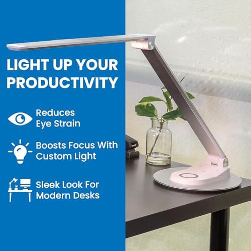 Silver LED Desk Lamp with Wireless Charger — photo 3