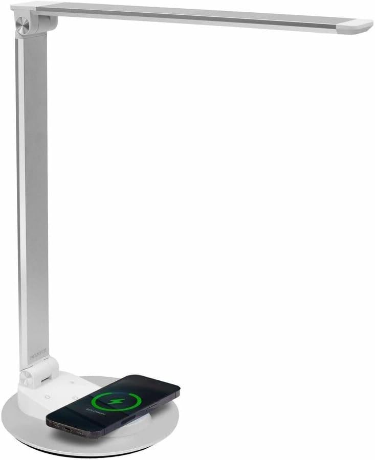 Silver LED Desk Lamp with Wireless Charger — photo 4
