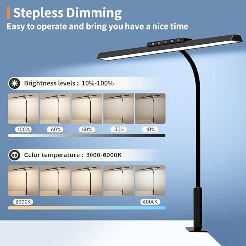 Adjustable Brightness Desk Lamp with Clamp — photo 4