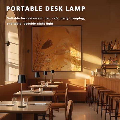 Black cordless rechargeable portable table lamp — photo 4