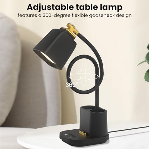 Black Desk Lamp with Pen Holder and USB — photo 4