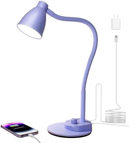Lilac Purple Study Lamp with USB