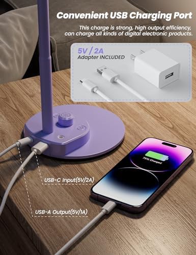 Lilac Purple Study Lamp with USB — photo 3