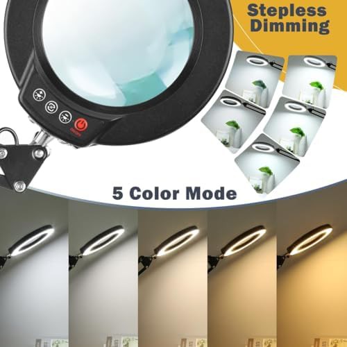 Magnifying glass desk lamp with swing arm clamp — photo 3