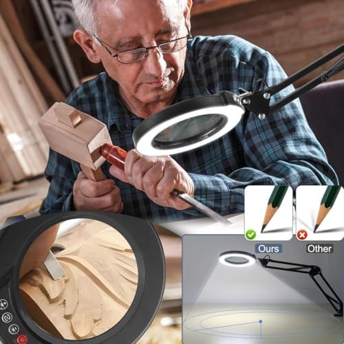 Magnifying glass desk lamp with swing arm clamp — photo 4