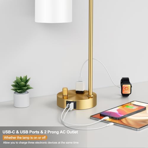 Gold industrial bedside lamp with opal glass shade — photo 3