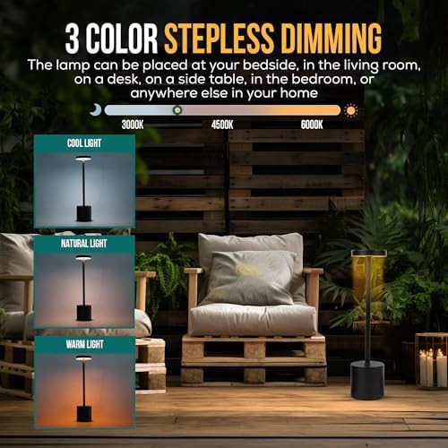 Cordless Rechargeable Black Table Lamp Set — photo 5