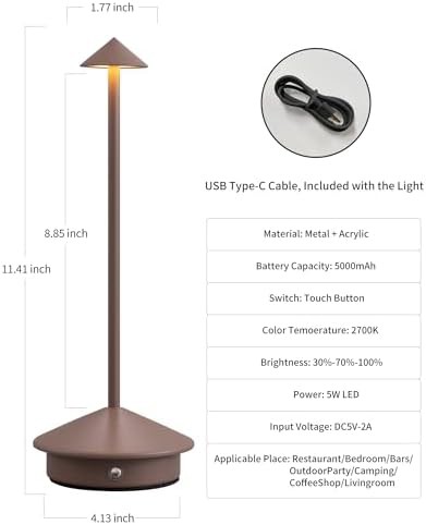 Brown cordless portable table lamp set — photo 5