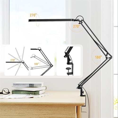 Adjustable Swing Arm Black Office Lamp — photo 4