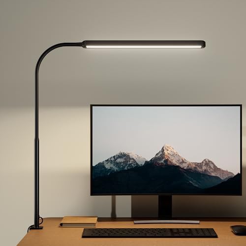Flexible gooseneck clamp on office work lamp