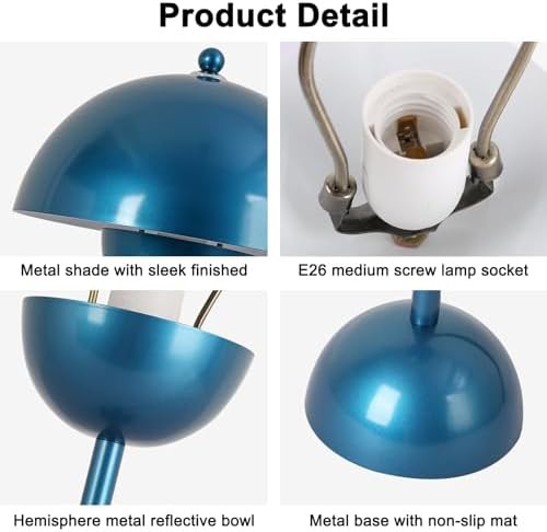 Mid-Century Modern Bud Table Lamp in Gentian Blue — photo 5