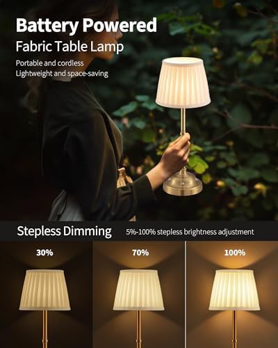 Bronze fabric shade rechargeable lamp set — photo 4
