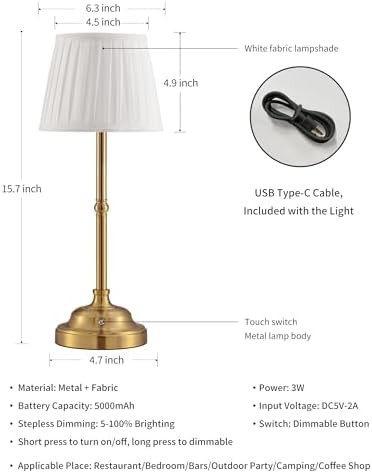 Bronze fabric shade rechargeable lamp set — photo 5