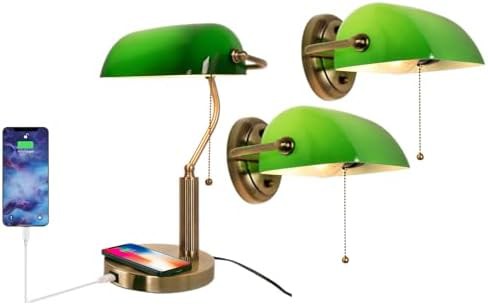 Bankers Desk Lamp and Wall Sconce Set