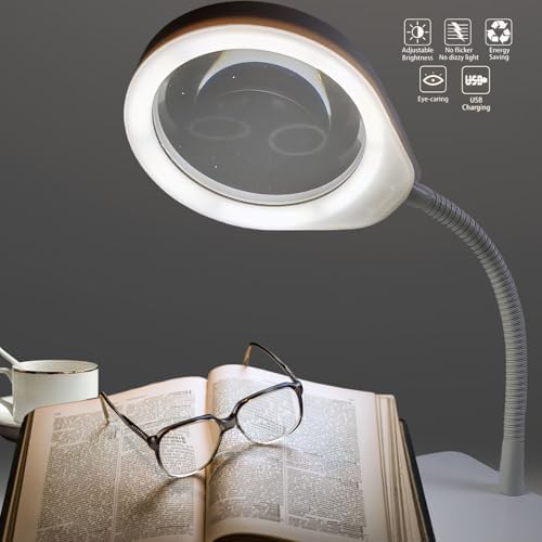White Magnifying Glass Lamp with Stand — photo 5