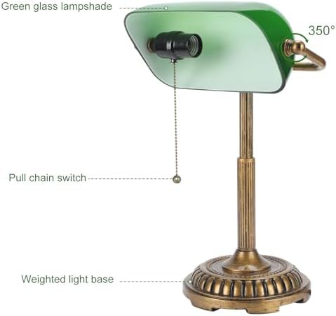 Vintage Green Glass Bankers Desk Lamp — photo 4