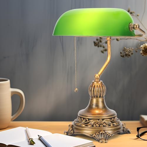 Retro Black and Gold Bankers Lamp
