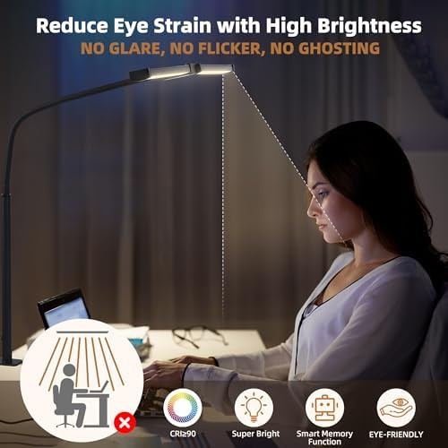 Black Double Head Eye Caring Clamp Lamp — photo 4