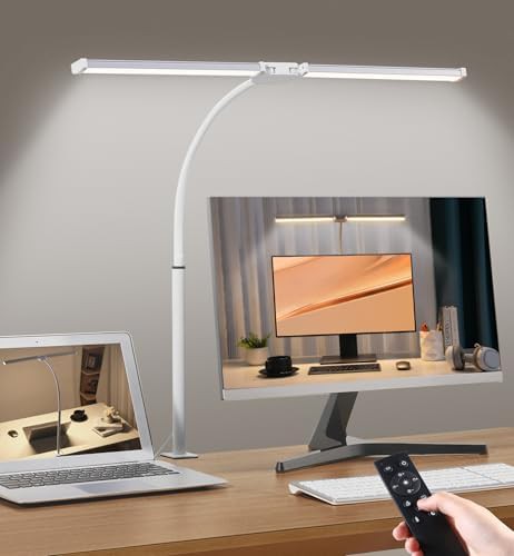 White Double Head Eye Caring Clamp Lamp