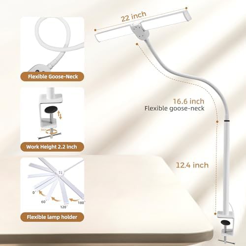 White Double Head Eye Caring Clamp Lamp — photo 3