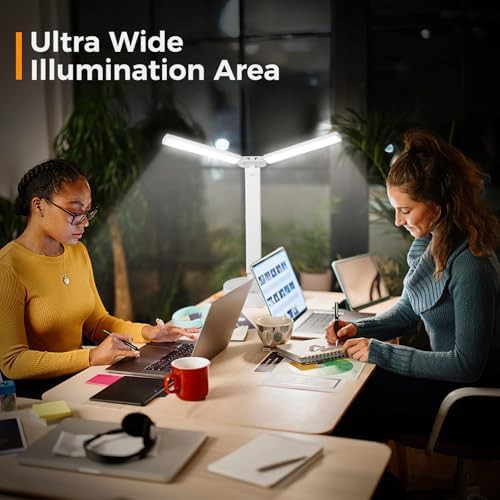 White Double Head Swing Arm Desk Lamp — photo 4